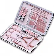 KLVN 18Pcs Stainless Steel Nail Clipper Pedicure Set with Scissor Tweezer Professional Manicure Tools Nail Supplies Dropship(18pcs)