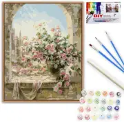 DIY Oil Painting Paint by Number Kits for Adults Kids Beginner Flower 16x20 Inch
