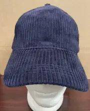 Ted Baker London Baseball Cap Navy Blue Corduroy Hat Adult S/M Leather Strap NEW