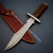 Custom Made Hand Forged Damascus Steel BOWIE W/Damascus Guard & Micarta Grip