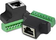 tunghey 2Pack RJ45 Breakout, RJ45 Screw Terminal Adaptor Connector, RJ45 8p8c Female Jack to 8 Pin Screw Terminal Connector for Cat7 Cat6 Cat5 Cat5e Ethernet Extender Digital DVR Network Adapter