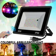 50W 100W RGB Color Changing LED Flood Light Outdoor Garden Pathway W/Remote USA