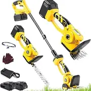 3-in-1 Cordless Pole Hedge Trimmer Telescopic Grass Cutter & Shrub Shear Lightweight Electric Garden Pruner Lawn Trimming Bushes Trees Cordless Hedge Trimmer Handheld Hedge Grass Cutter Trimmers Trimm