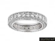 Natural 1 Ct Round Diamond Milgrain Eternity Band Ring w/ Accents 10k Gold GH I1