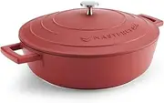 MasterClass Shallow Casserole Dish with Lid, Hob to Oven to Table Casserole Pan, Ultra Lightweight, Optimum Heat Conduction, 4L, Red