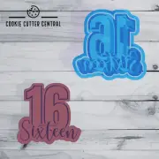 16 Cursive with Number Text Cookie Cutter and Embosser - 8cm x 8.4cm