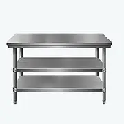 Snaweo Stainless Steel Prep Table, Kitchen Catering Stainless Steel Table, Commercial Stainless Steel Work Table with Adjustable Shelf, Food Preparation Workbench(120x40x80cm)