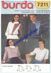 BURDA PATTERN #7211 LADYS' BLOUSES : Sizes 8 to 18 : UNCUT SEALED PACKET