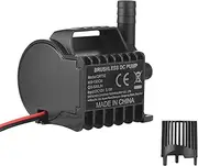 Submersible 12V Water Pump Electric 500L/H Small Fountain Pump with Max 4.9Ft Lift, 1.6Ft Wire and Suction Cup Base, Portable Pump for Fish Tank, Pond, Aquarium, Pet Drinking Black Qr75E