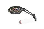 Venzo Bicycle Bike Handlebar Mirror Silver Lens 50% Anti-glare Glass Blast Resistant Left With Reflector
