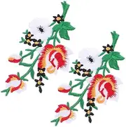 jojofuny 2pcs Embroidered Decorative Patches Embellishment Sew on Patches Pattern Colorful Assorted Emblems Patches Embroidered Repair Patch Summer Flower Applique for Floral Patches Cloth