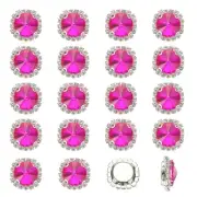 32Pcs Rhinestone Buttons, Flatback Sew on Rhinestones, Rose Red