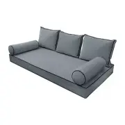 V3 Velvet Daybed Mattress Pillow Cover Complete Set Contrast Pipe Twin AD347