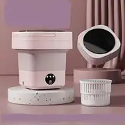 Portable Washing Machine,12 L, with 3 Modes Cleaning for Underwear, Baby Clothes, Sock, Small Delicates. Mini FoldableTravel Washer and Dryer Combo for Apartment, Home, Hotel, Camping,RV (pink)