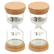 3 Minute Sand Timer, 2 Pcs High Borosilicate Glass Wooden Sand Watch, White