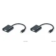 2x Connect Cable Male Mini DisplayPort to Female VGA Adapter Connector 20cm BLK