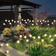 (2 Pack) Solar Garden Lights - New Upgraded Solar Outdoor Lights, High Flexibility lron Wire & Efficient Solar Panels, Garden Pathway Yard Decoration, Solar Lights for Outside, Warm White