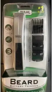 Wahl Beard Trimmer W/4 Guards, Mustache Comb, Blade Oil, Cleaning Brush NIB