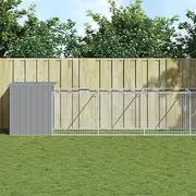 Outdoor Dog Kennel with Water-Resistant Roof and Run, Metal Dog House Dog Kennel Pen Enclosure with Lockable Door, Heavy Duty Dog Cage for Small Medium Dogs, Light Grey 110x813x110 cm
