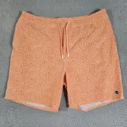 Johnnie-O Swim Trunks Men XL Orange Parrish Board Shorts Floral 7" Inseam