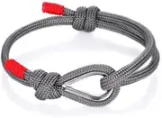 Handmade Nautical Sport Paracord Bracelet adjustable until 7.5 inches Grey, Large, no gemstone