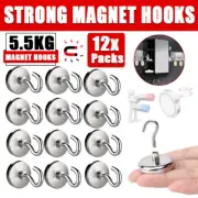 12x Strong Rare Earth Neodymium N38 Magnetic Hanger Holder Magnet Hooks AU 2.0kg