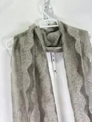 Saachi 80”x27” Gray Wool Acrylic & Polyester Scarf Delicate Sheer Panels NWT