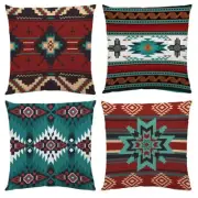 Western Native American Throw Pillow CoversSet of4 18X18Inch Rustic Southwestern