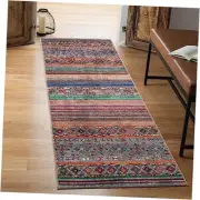 2x12 Rug - Machine Washable Runner Rug with Non-Slip 2'6'' x 12' Grey/Multi