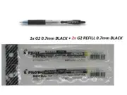 Pilot G2 Retractable Gel Pen 0.7mm Fine Tip - 1x BLACK pen+ 2x G2 REFILLS BLACK