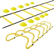 TNZMART Agility Ladder and Disc Cones Training Set Adjustable Rungs Training Lad