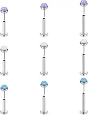 [FECTAS] Threadless Tragus Lip Nose Piercing Jewellery 16g 18g 20g Silver Nose Stud Hypoallergenic Labret Helix Stud Earrings 6mm 8mm 10mm Bar
