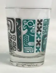 Marquesan Tiki Pattern Mai Tai Glass 15 oz. New Teal and Black Cocktail Barware