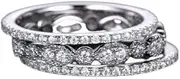 [HEARTS AND YOU] 2ct Wedding Ring Band Round Cut Moissanite Trio Set Anniversary White Gold Plated