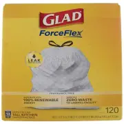 4 Pack Glad Force Flex Waste Bags, 59.6 cm X 64.5 cm X 18.3 m, Unscented, 13 ...
