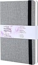 Watercolor Sketchbook, 19x13 CM, 300 GSM, 100% Cotton Paper, Cold Press, 24 Sheets, 48 Pages, Watercolor Journal for Use As Travel Sketch Book and Mixed Media Pad On The Go. (Grey)