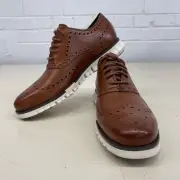 COLE HAAN Zerogrand Wingtip Oxford Men's Size 7.5 British Tan C14493
