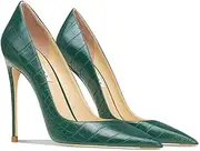 [ZIRIA] Leather Print Women's High Heels Comfortable Pointed Pumps Wedding Shoes Office Shoes