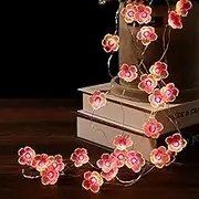 Flower String Lights Battery Operated for Bedroom 10ft 30 LEDs Indoor Wall Decor Curtain Decorative Fairy Twinkle Pink Hanging Cherry Blossom Lighting for Living Room Patio(Excluded 3*AA Batteries)