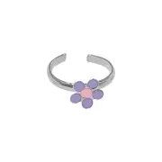 BodyJewelryOnline Toe ring Adjustable silver plated flower enamel jewelry