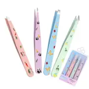 Eyebrow Tweezers Set 4Pcs Professional Multicolor Tweezers High Precision Sta...