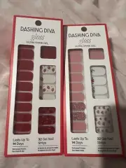 Dashing Diva Valentine’s Day Love Heart Red Nail Strips (set of two boxes) NEW