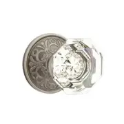 Emtek Old Town Clear Crystal Door Knob Passage Lancaster Rosette Pewter
