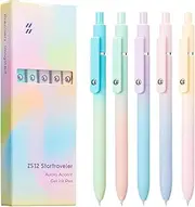 Rstigiker 5Pcs Colours Gradation Gel Ink Pens, 0.5mm Fine Point Quick Drying Pens for Writing Drawing Journaling Note Taking Colouring Books Art Markers, Office School Work Use (Pastel)