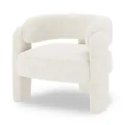 Seto Boucle Round Accent Chair - Eggshell White