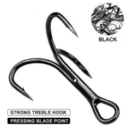 50PCS High Carbon Steel Fishing Hook Sharpened Treble Hooks 2#-4# Sturdy Tackle