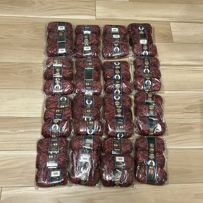Lot 48 Yarn Skeins Lion Brand Lion Suede Chenille Orchard Red/Multi 111 Yds/ea