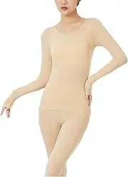 [KAYEF] Seamless Elastic Thermal Inner Wear, Womens Thermal Underwear Sets, ultra-thin, Ultra-Soft, slim, Skin, Large