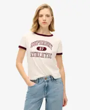 Athletic Ringer Fitted Tee | Off White Slub
