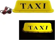 keehui Yellow Shell withTaxi Sign and Magnetic Base,12VDome Light,Taxi Cab Roof Top Illuminated Sign Topper Car,12V Car Top Light Waterproof with Cigarette Lighter